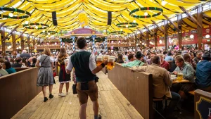 Beer Hall at oktoberfest in Munich